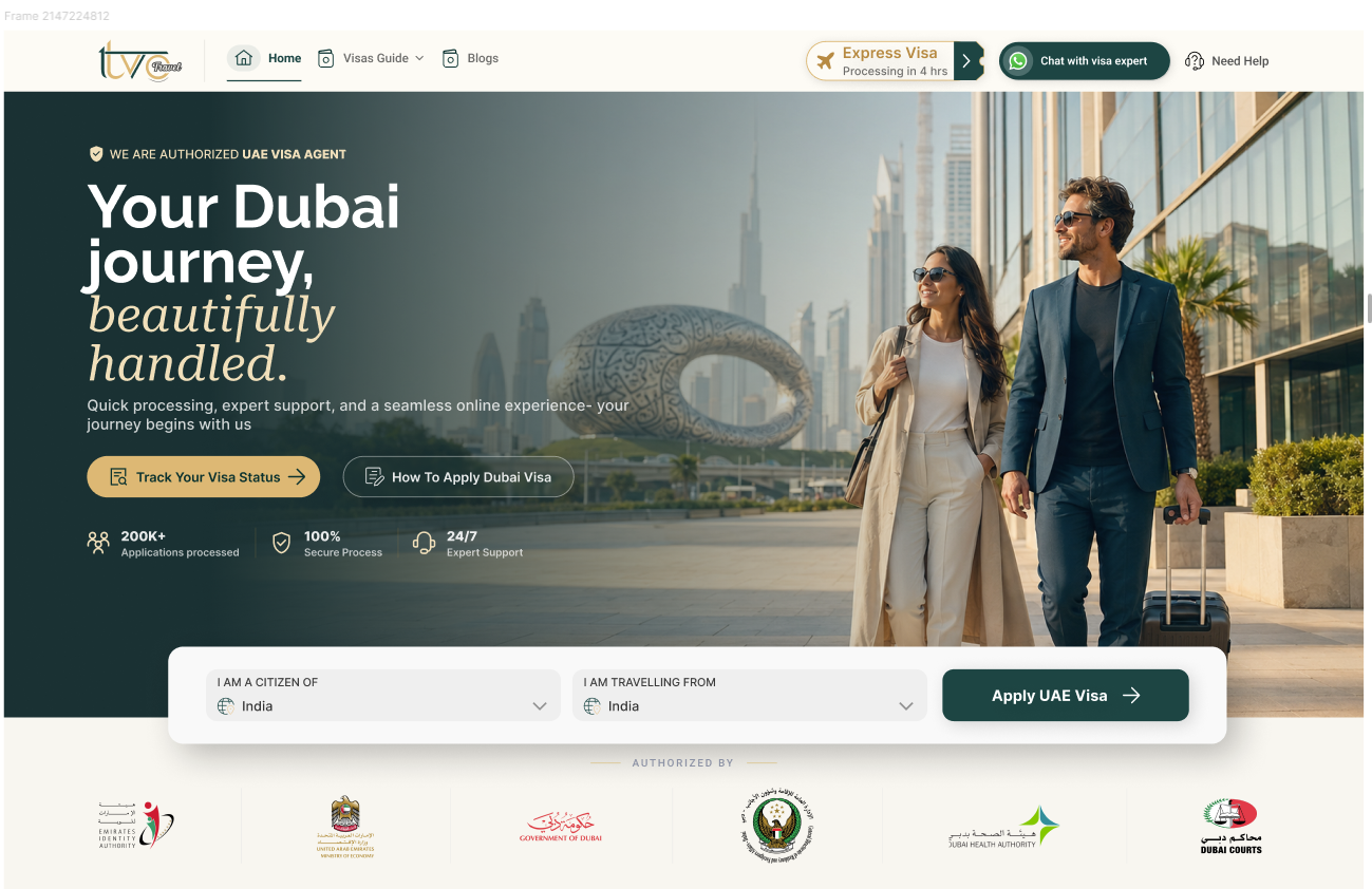 TVO Travel Dubai visa application preview