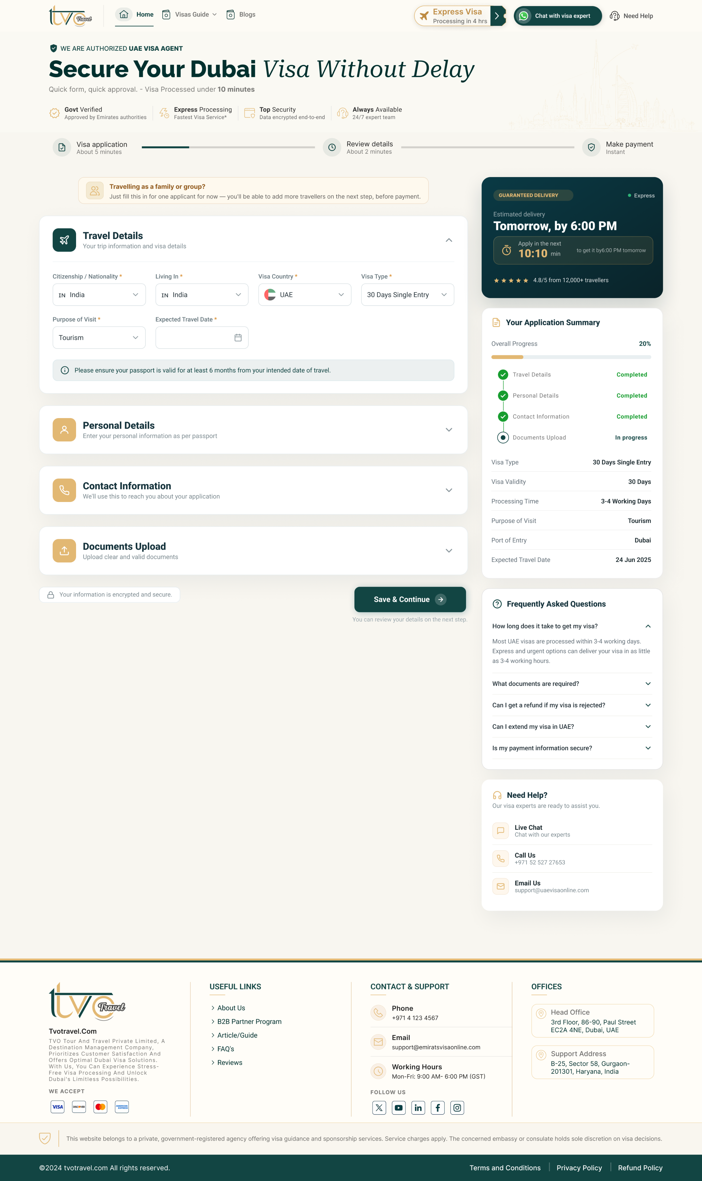 Fill the Dubai visa application form
