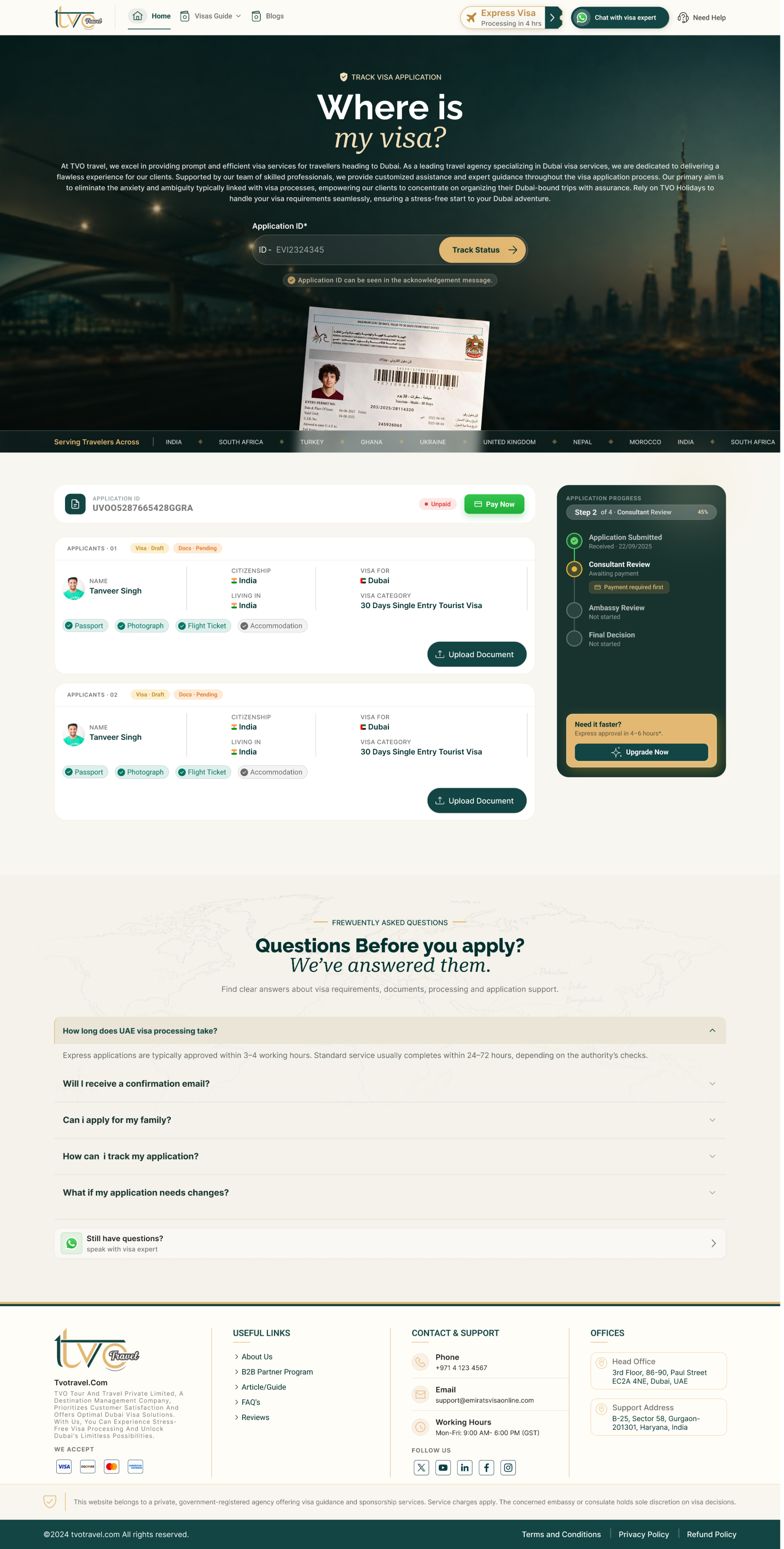 Track your Dubai visa status
